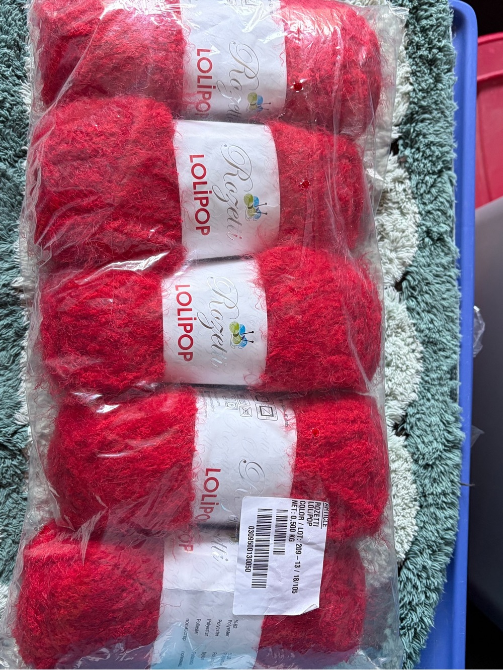 Red Lolipop Fuzzy Yarn Bundle